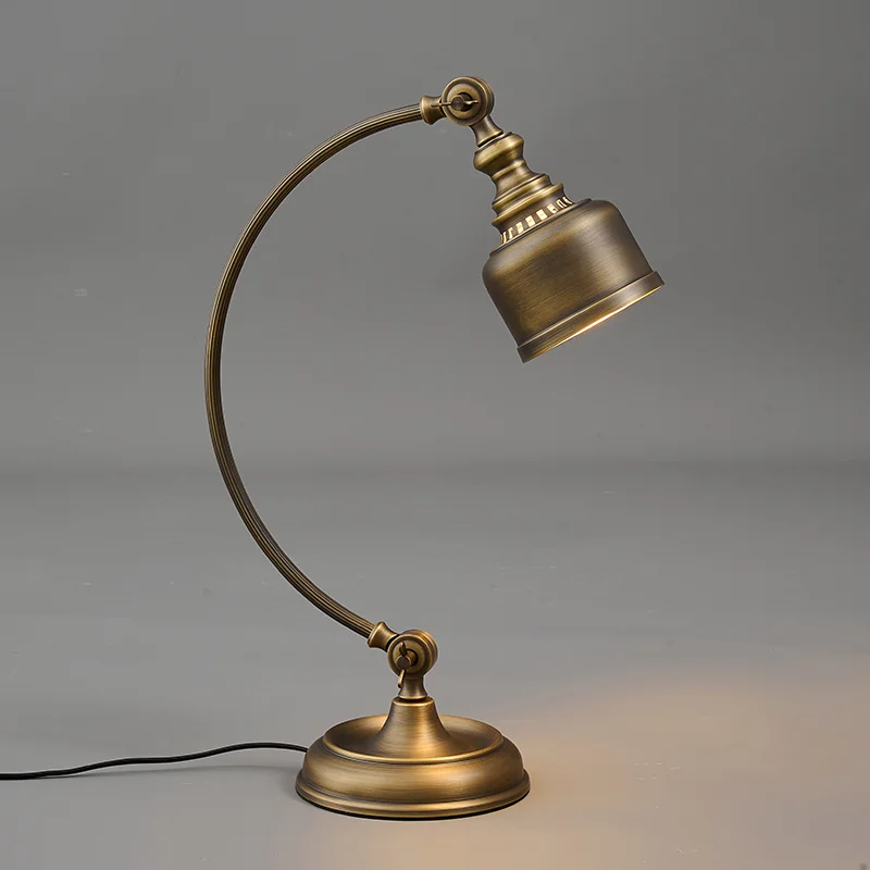 Industrial style vintage work desk lamp, home hotel bedside decoration, antique brass vintage desk reading lamp