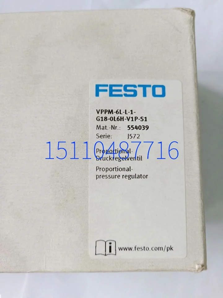 FESTO Festo Proportional Valve Vppm-6l-l-1-g18-0l6h-v1p-s1554039 Spot.