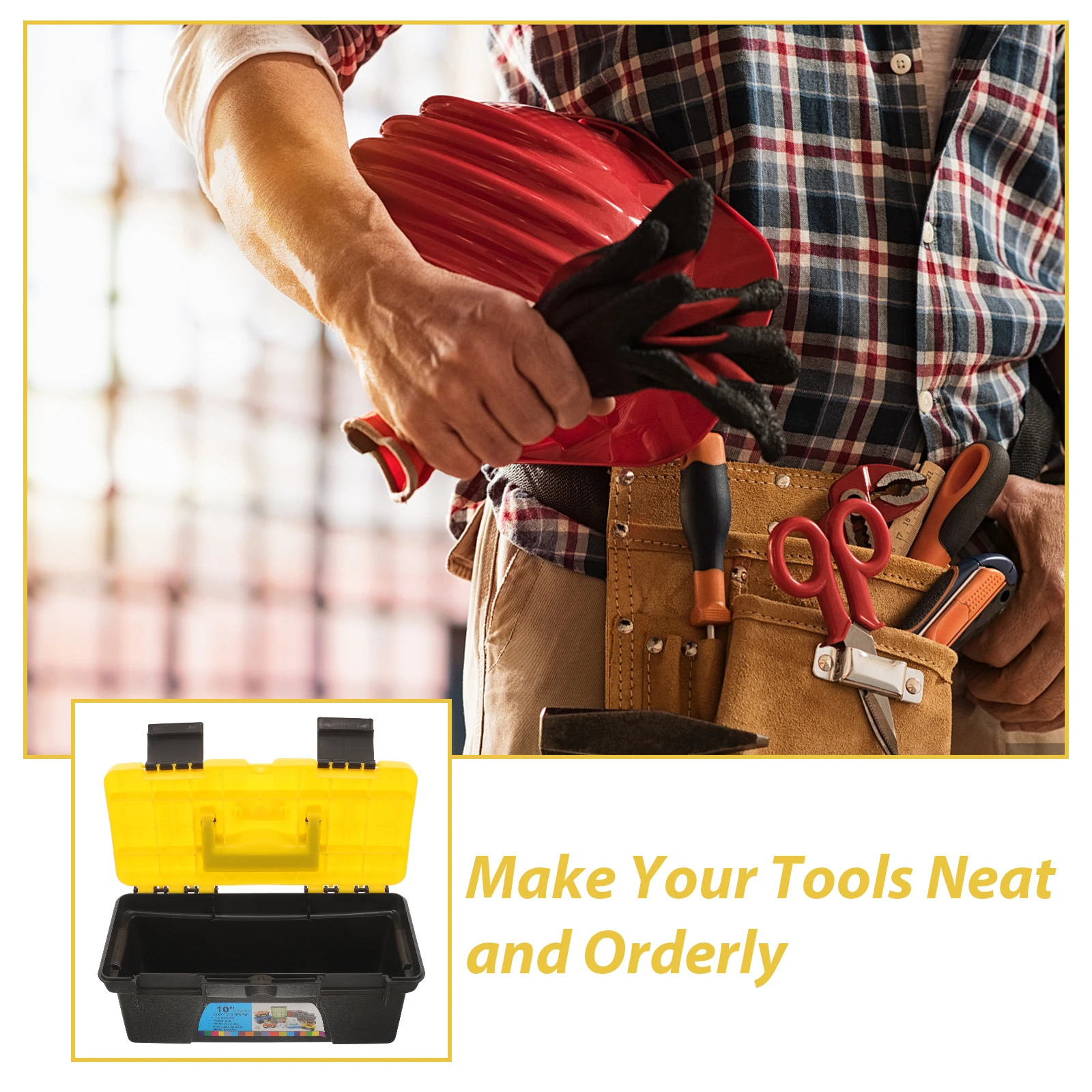 10 Inch Tool Storage Box Heavy Duty Plastic Case Multi-Layer Organizer for Mechanics Handheld Maintenance Tool Container