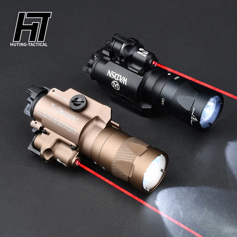 

Tactical Surefir X400 X400V LED Strobe Flashlight With Red Laser Weapon scuot light Constant/Momentary Airsoft 20mm Rail Hanging