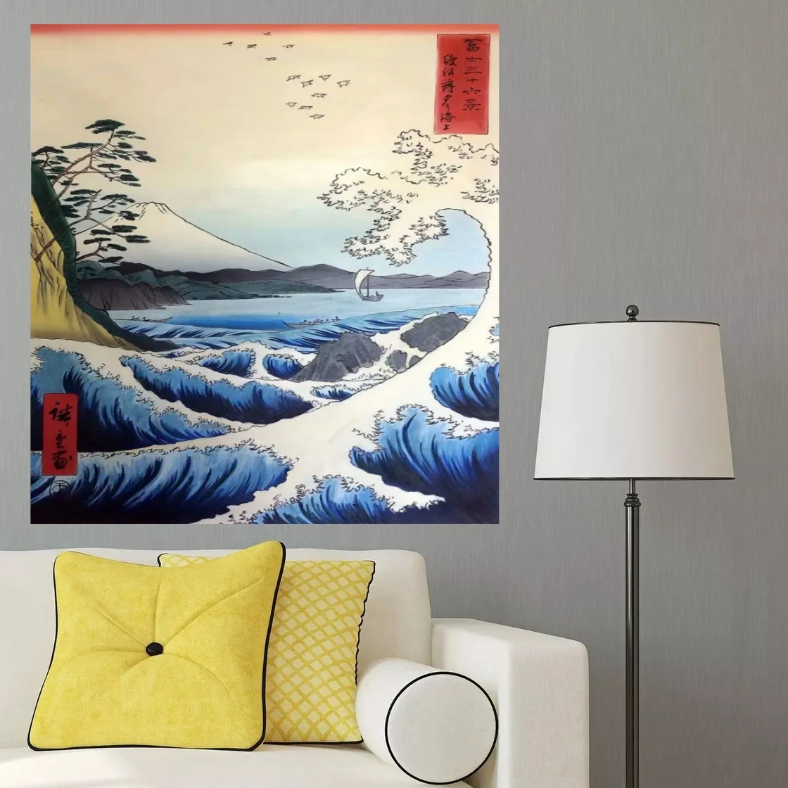 Japanese Hiroshige Sea Oil Painting The Sea at Satta from Thirty-six Views of Mount Fuji Landscape Art on Canvas Hand Painted