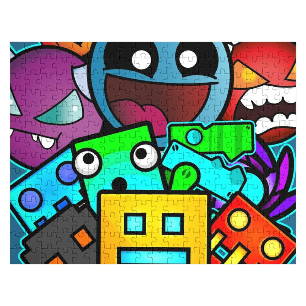 

geometry dash old school gaming Jigsaw Puzzle Custom Jigsaw Puzzle With Photo Customized Toys For Kids