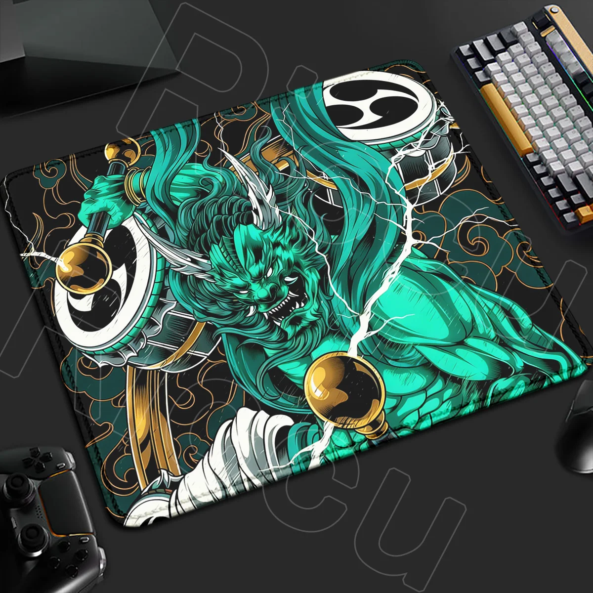 

45x40CM Anime coaster Mouse Pad Speed Control E-sport Japanese Thunder God FPS Gaming Laptops Mat Rubber Portable Gamer Desk mat
