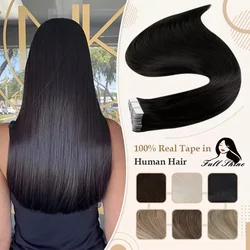 Nastro completamente lucido nelle estensioni dei capelli umani Donne nere 100% veri capelli umani Remy Trama della pelle Colla adesiva per salone di alta qualità