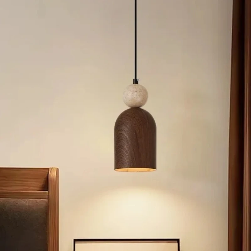 

Светодиодный подвесной светильник из дерева и камня, светильник для спальни, кабинета, гостиной, регулируемый скандинавский современный подвесной светильник Lampara Colgantes