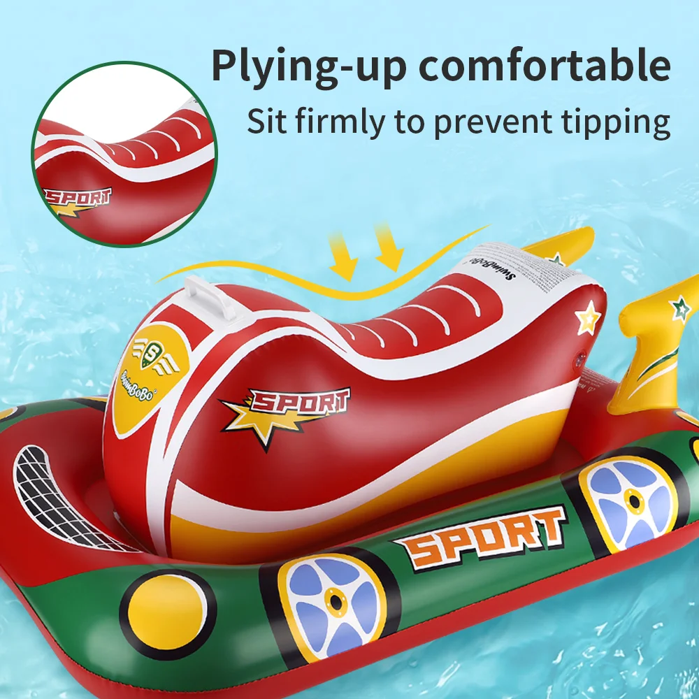 Swimbobo Kids Inflatable Swimming Seat Float New Cool Motorboat Ring Floating Thicken PVCFor Summer Baby Swim CircleWater Toy