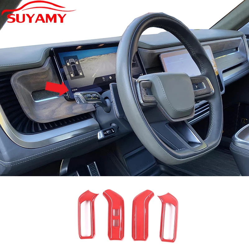 Wiper Gear Lever Decorative Cover Trim For Rivian R1T R1S Column Gear Shift Cover Steering Wheel Cover Car Accessories