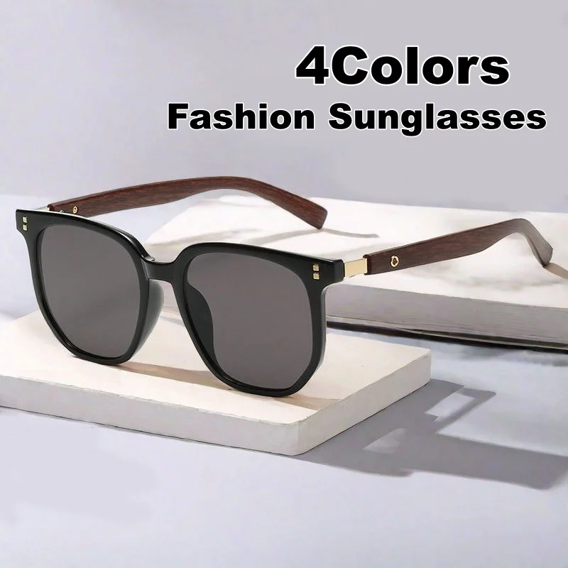 

Unisex Vintage PC Frame Sunglasses Retro Wood-Grain Temples Stylish and Trendy UV400 Shades Eyewear Classic Driving Shades