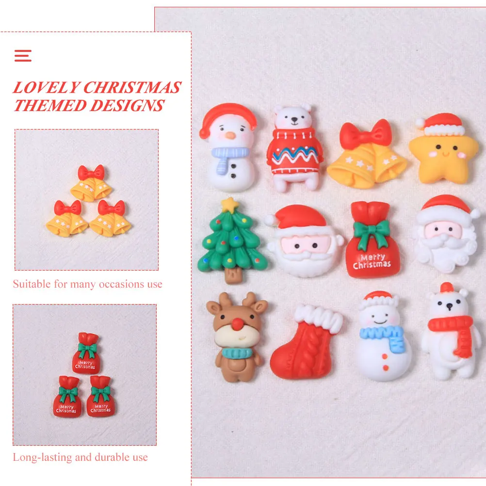 

24 Cs Miniature Resin Jewelry Accessories Christmas Craft DIY Handicraft Phone Case Charm