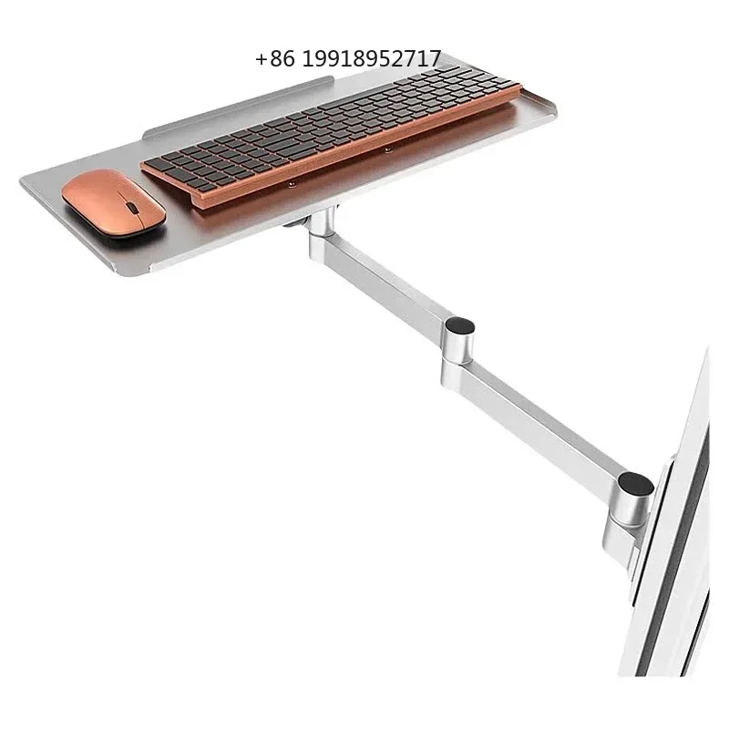 Aluminum Extendable Wall Mount Keyboard Tray, Swivel Monitor Arm & Wireless Mouse Shelf for Desk