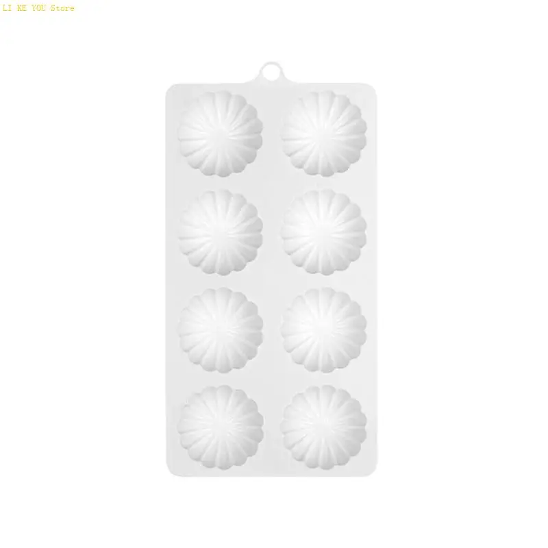 W3JE 8-cavidad pétalos semicirculares silicona mouse mousse molde pastel diy herramienta decoración horno