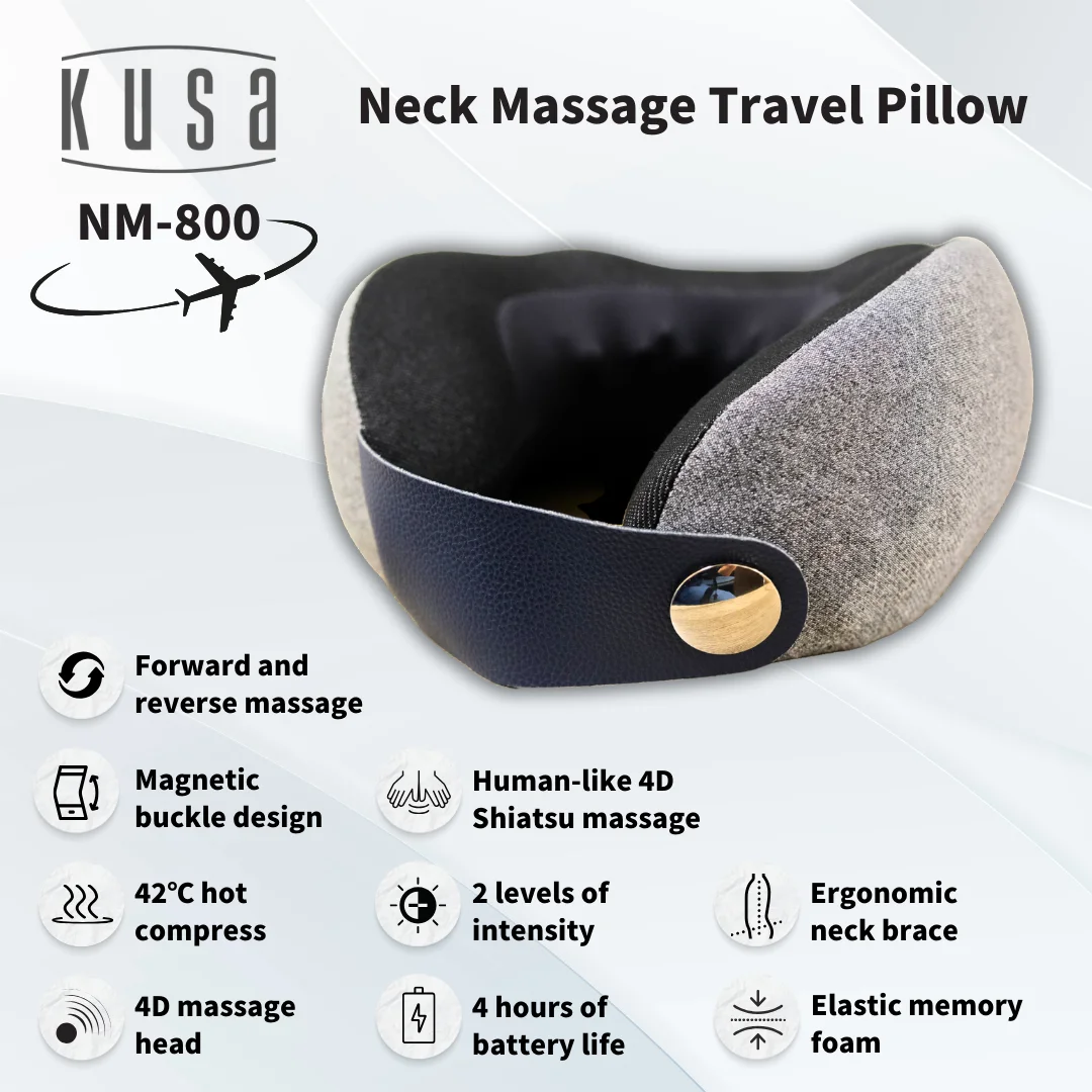 Comfortable Fabric Electric Smart Wireless Neck Massage Travel Pillow With Hot Compression