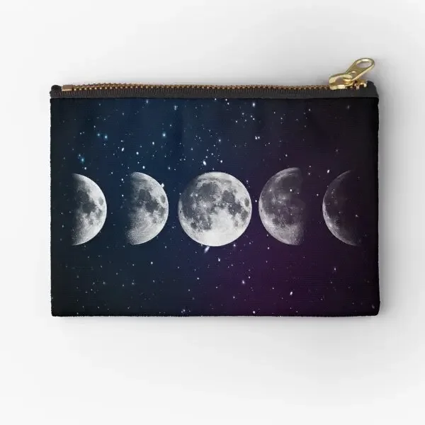 Phases Of The Moon  Zipper Pouches Small Socks Panties Money Pocket Underwear Bag Coin Packaging Pure Wallet Cosmetic Storage