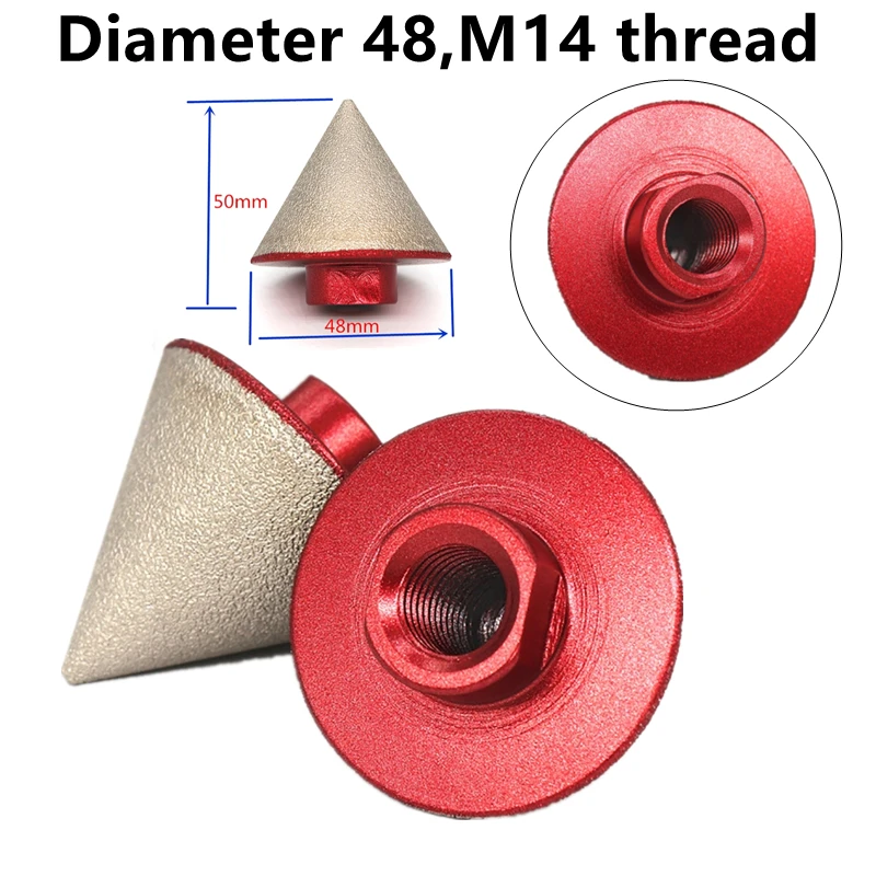 Dia 48mm Diamond Chamfer Finger Bit With  M14 Thread Enlarge Shape Round Chamfer Milling Bits for Tiles Ceramic Holes Trimming