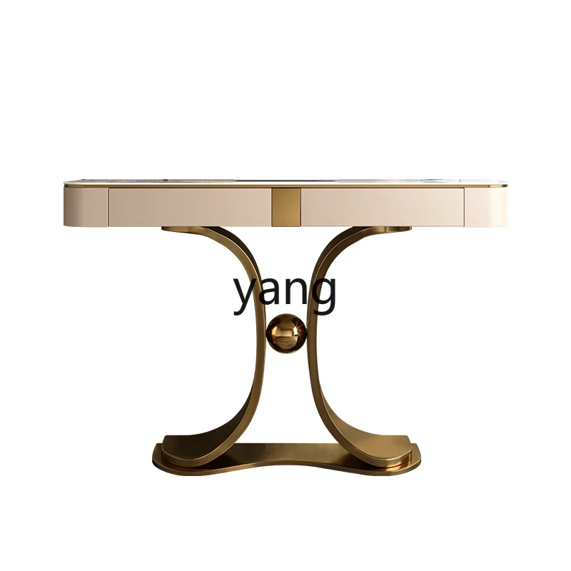 

Ltt light luxury wall-facing mystery cabinet rock slab table high-end art fantasy frame desk at the end of the corridor