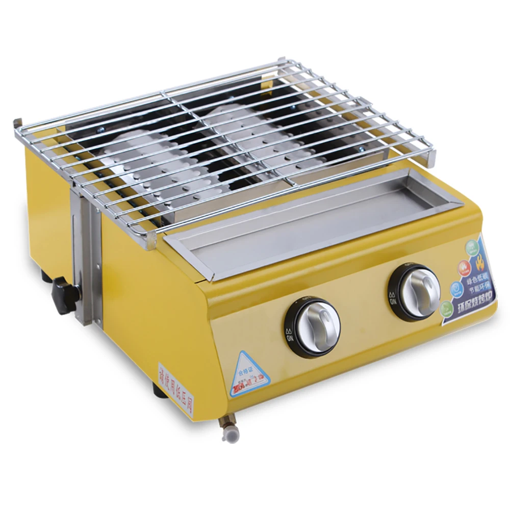 Portable barbecue grill, outdoor mini stove with steel cover