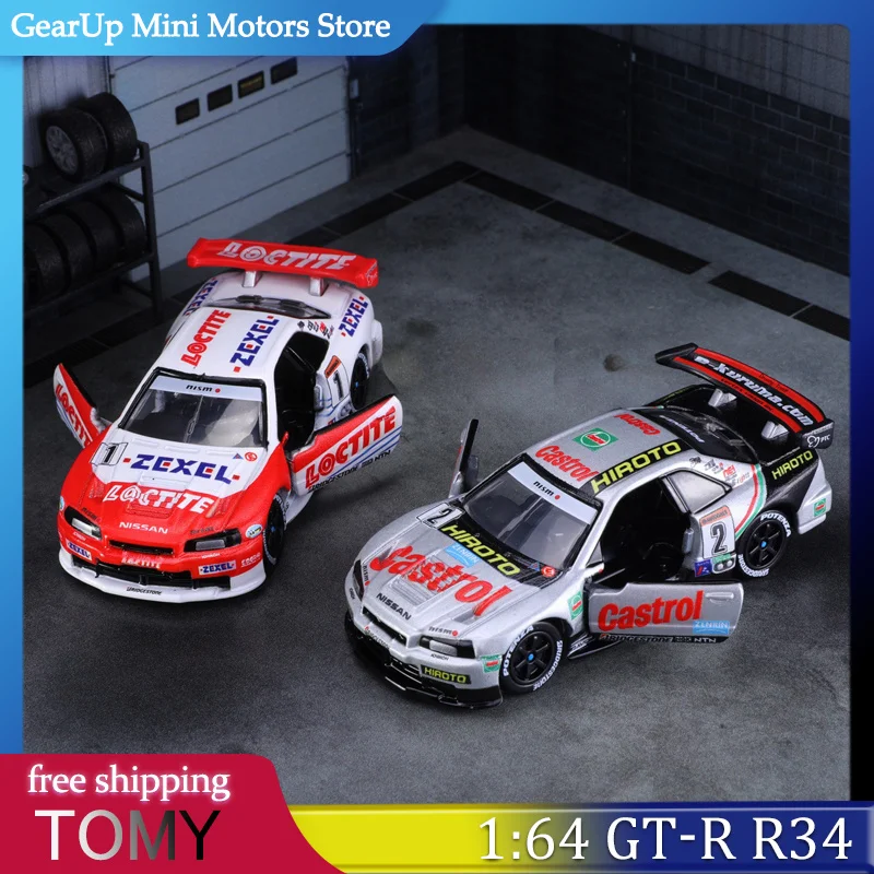 

TOMY масштаб 1:64 гоночный автомобиль Nissan GT-R R34 — литая под давлением модель автомобиля из сплава, гоночная коллекция игрушек для мальчиков и идеальный рождественский подарок