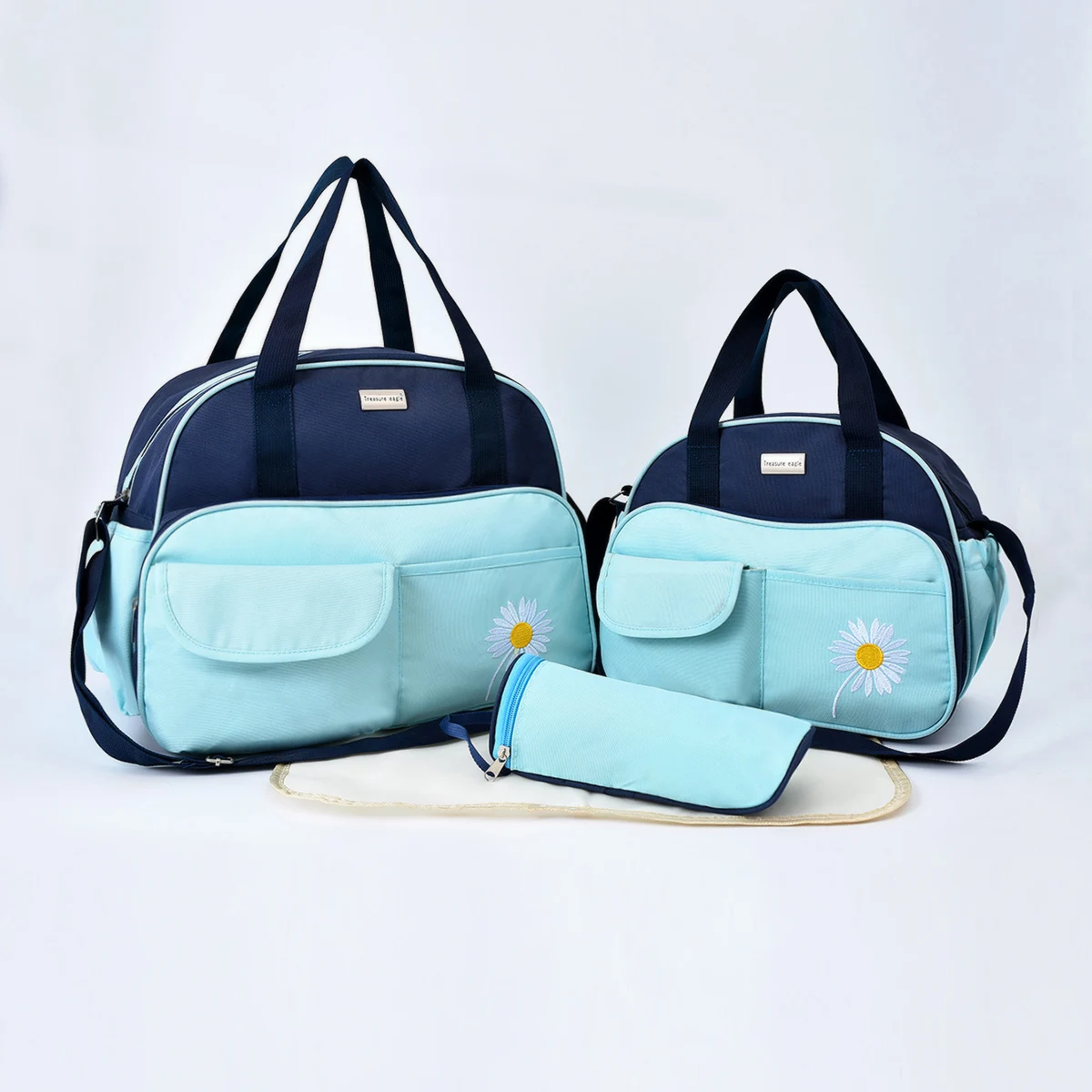 Fashion Mommy Bag Four Piece Set Small Daisy Pattern Large Capacity One Shoulder Mommy Bag Multi functional Diagonal Diaper Bag