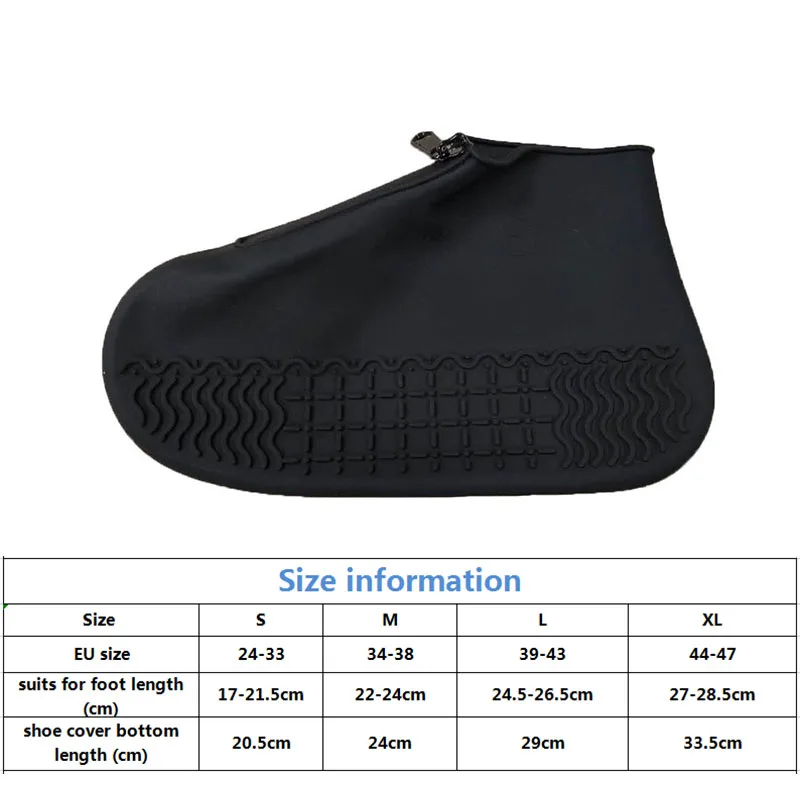 Copriscarpe in silicone nero con cerniera copriscarpe impermeabili per scarpe felpe resistenti stivali in gomma antiscivolo protezione per scarpe