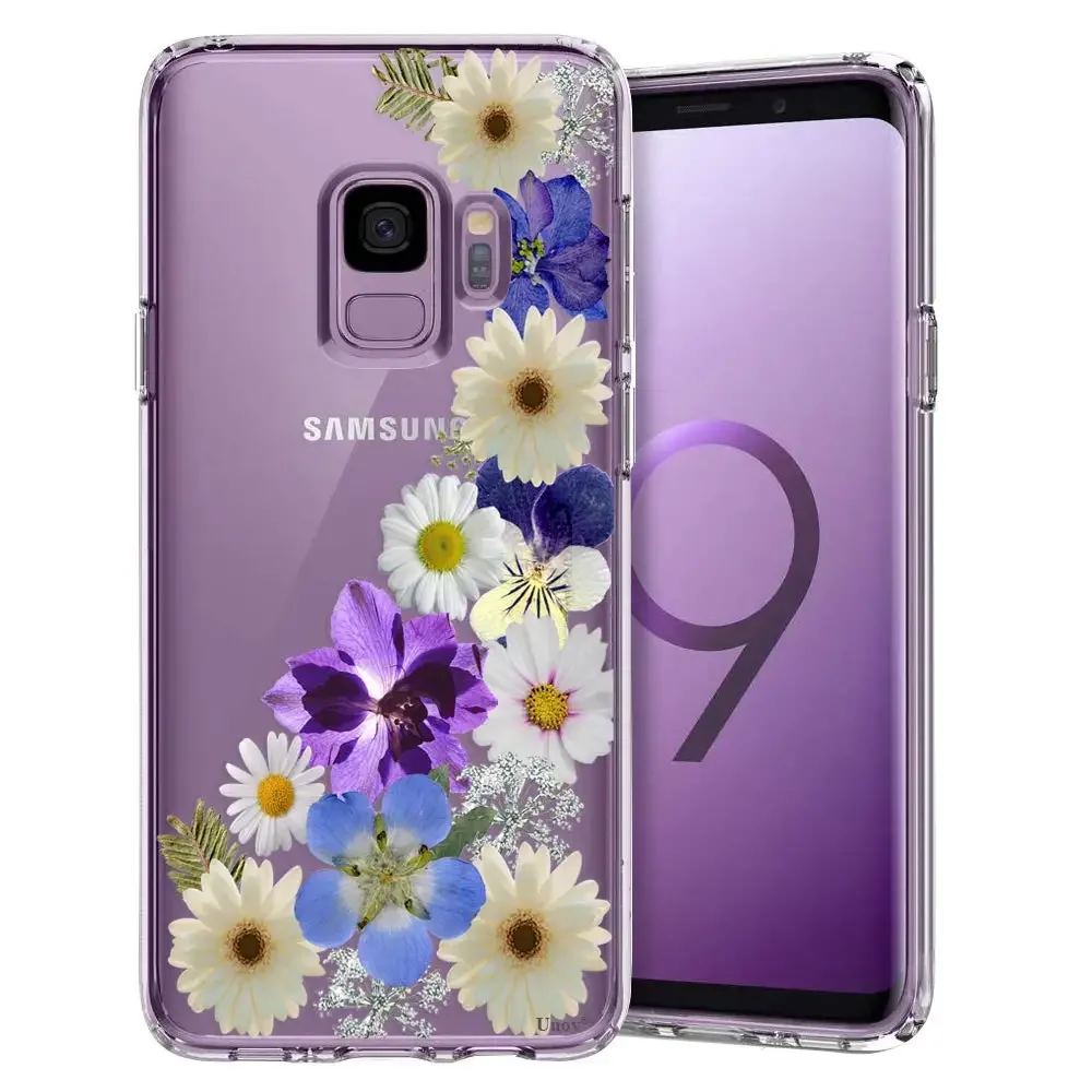 

Case Compatible with Galaxy S9 Case Clear with Design Soft TPU Shock Absorption Slim Embossed Pattern Protective Back Cover