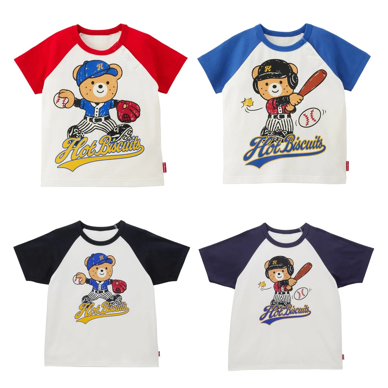 

2025 Kids Summer Bear Baseball Boys Tee Super Soft Cotton Color Block Short Sleeve Breathable Loose Fit Girls Top 90-150