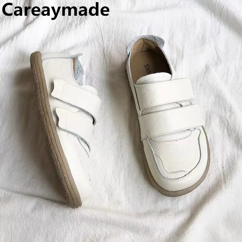 

Careaymade-Genuine Leather women's shoes Soft sole comfortable spring new white shoes artistic retro flat bottomed women's shoes