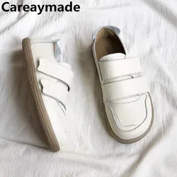 Careaymade-Genuine Leather women's shoes Soft sole comfortable spring new white shoes artistic retro flat bottomed women's shoes