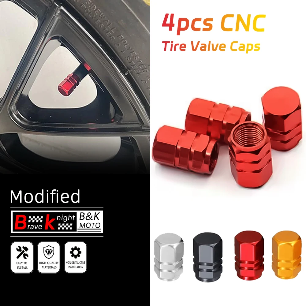 

Герметичные колпачки для клапанов шин с ЧПУ, подходят для безопасности мотоциклов/автомобилей/велосипедов, водонепроницаемая декоративная крышка для колес (4 шт., красный, черный, серебристый, золотой)