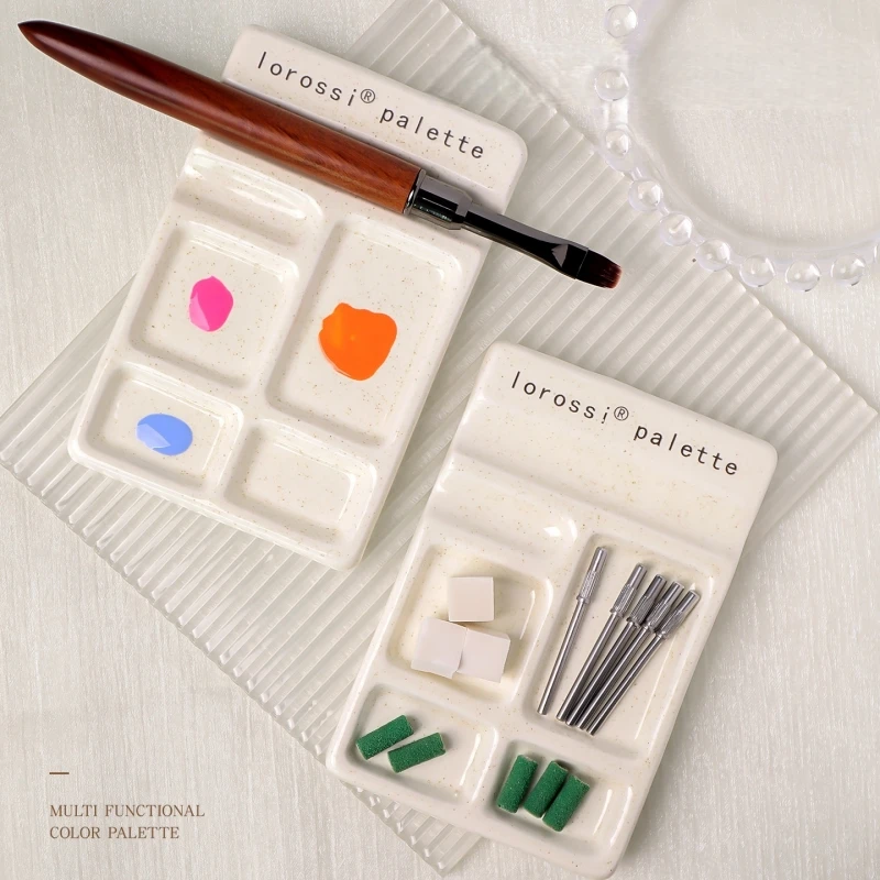 Multifunctional Colour Palette Ceramic Painting Pigment Palette Nail Polish Colour Palette Pen rest Compact Ceramic Plate