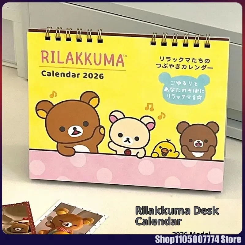 2026 Kawaii Rilakkuma الدب أجندة مكتبية /رزنامة مكتبية الإبداعية الكرتون خطة لكمة عالية الجمالية الشهرية سطح المكتب الديكور مكتب التموين #2