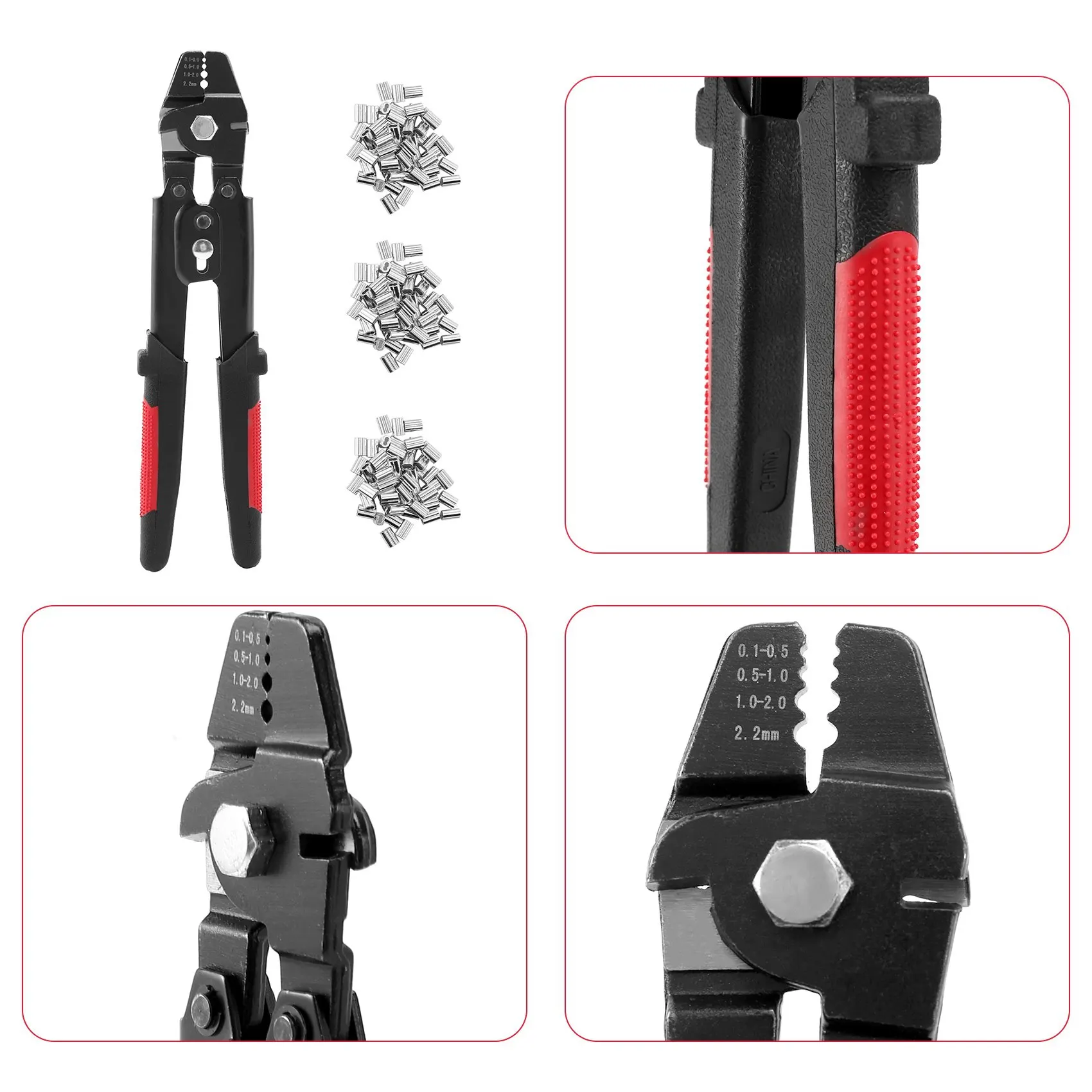 Wire Rope Crimping Tool Wire Rope Swager Crimpers Fishing Plier with Crimp Sleeves Kit