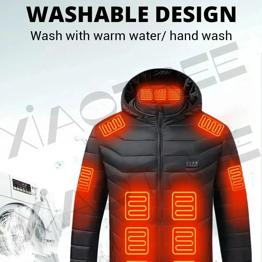 28 aree Giacca riscaldante da donna per uomo Giacche riscaldate USB invernali Abbigliamento riscaldato intelligente Sci da campeggio Impermeabile caldo autoriscaldante