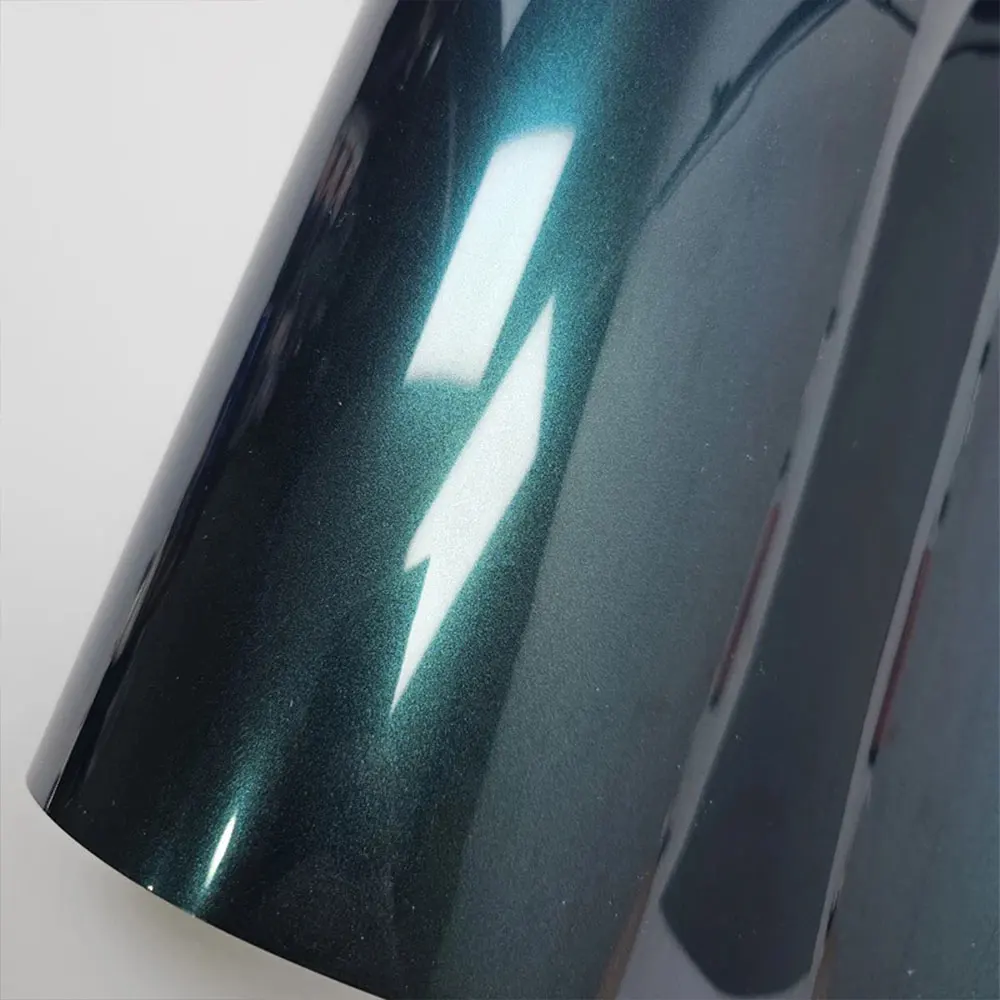 

Hight Glossy PET Midnight Green Vinyl Car Wrap Film Aurora Green Self Adhesive Stickers Bubble Free Console Computer Laptop Skin