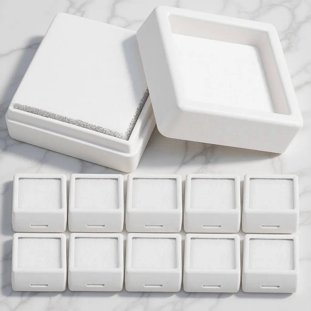 

12Pcs Mini Square Jewelry Box Set Clear Acrylic Top Lid ABS Material Gemstone Display Case Organizer for Diamonds Crystals Beads