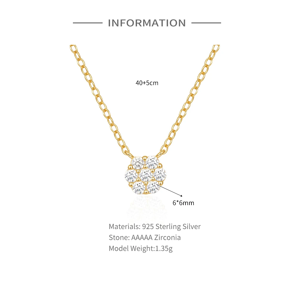 روكسي 925 فضة 6*6 مللي متر زهرة مستديرة قلادة القلائد للنساء الفيروز كريستال الذهب سلسلة حفلات الزفاف مجوهرات الحفلات