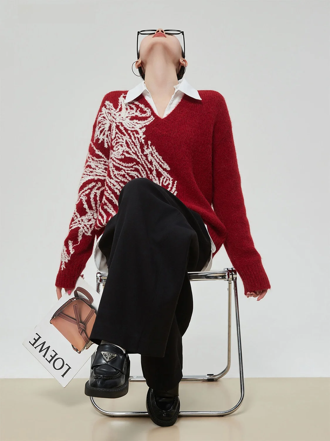 

Красный вязаный свитер с вышивкой на Новый год, женский пуловер Cisas, мягкий и уютный, для дома и отдыха