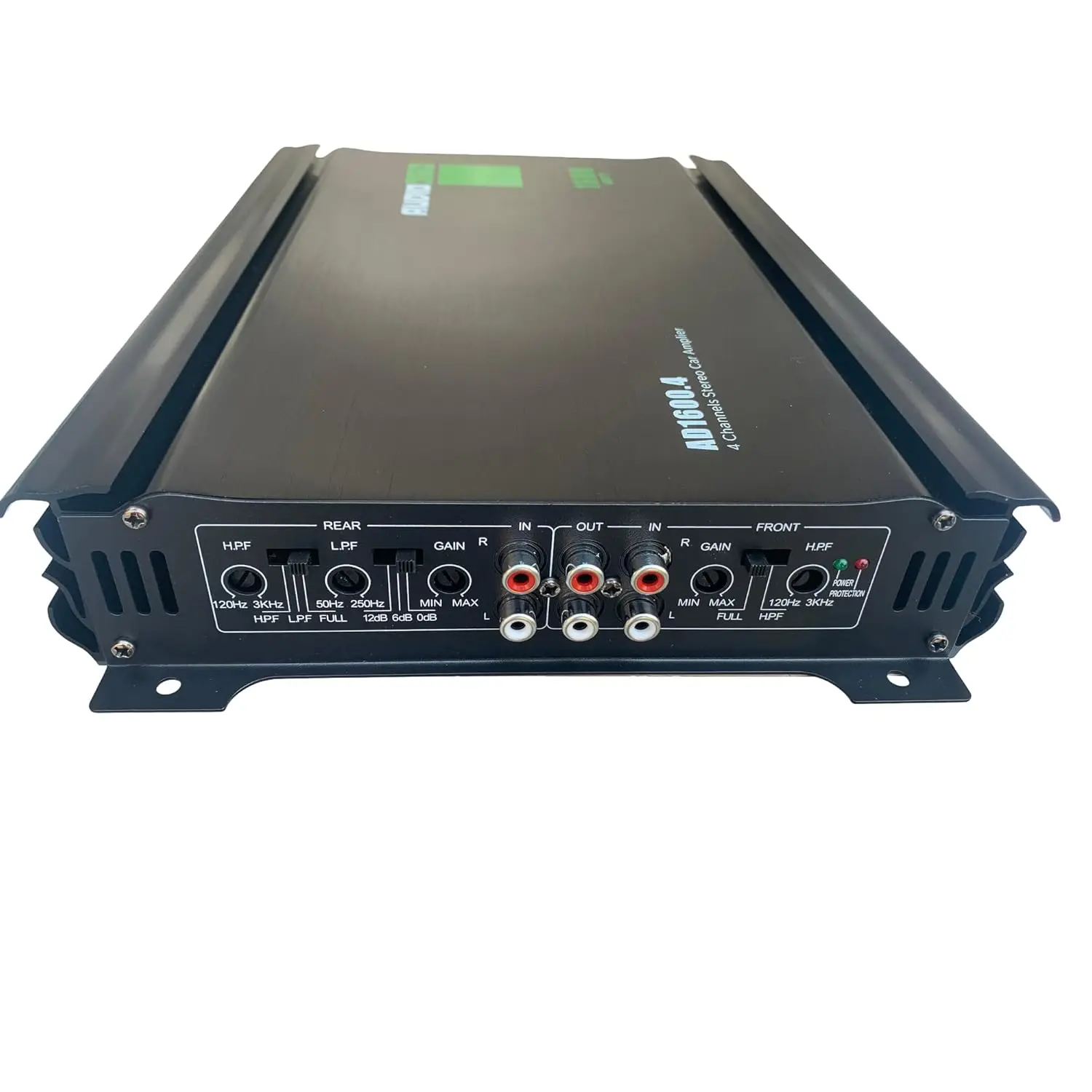 Audio360 AD1600.4 4-Ch Car Amp، 1600W Max، Compact Class AB، Bridgeable، صمامات مزدوجة 25A، 90dB SNR