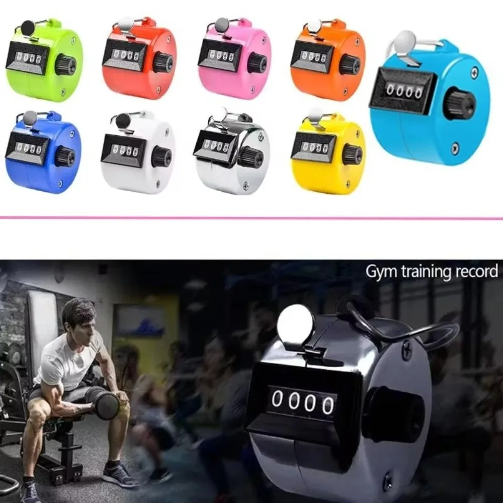 Portable Handheld Hand Tally Counter No Battery Required 4 Digital Pedometer Clicker Metal Mini Manual Counter Golf Training