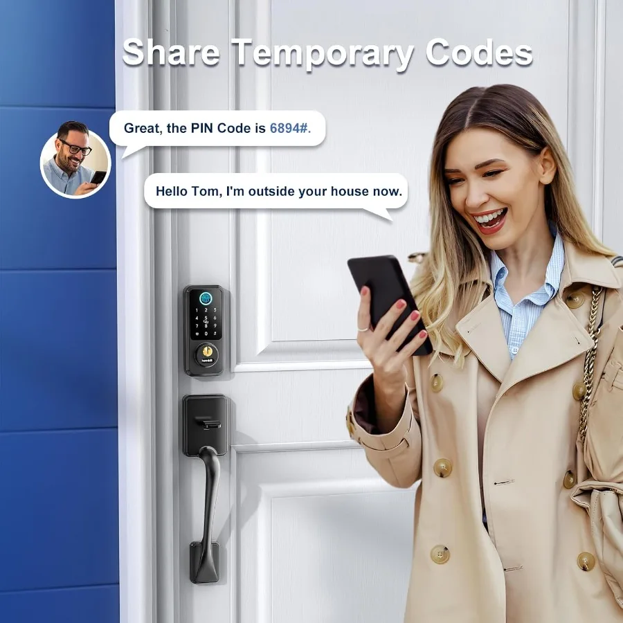 مجموعة قفل ذكي للدخول بدون مفتاح مع ديدبولت إلكتروني لأمن الباب الأمامي ولوحة المفاتيح التي تعمل باللمس للوصول إلى منازل Airbnb وإعادة #4