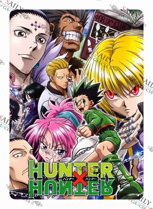Hunter X Hunter metalowe nadruki klasyczne japońskie Anime Pub znak Bar dekoracje ścienne znak blaszany plakaty metalowe płytki do pokoju dziecięcego