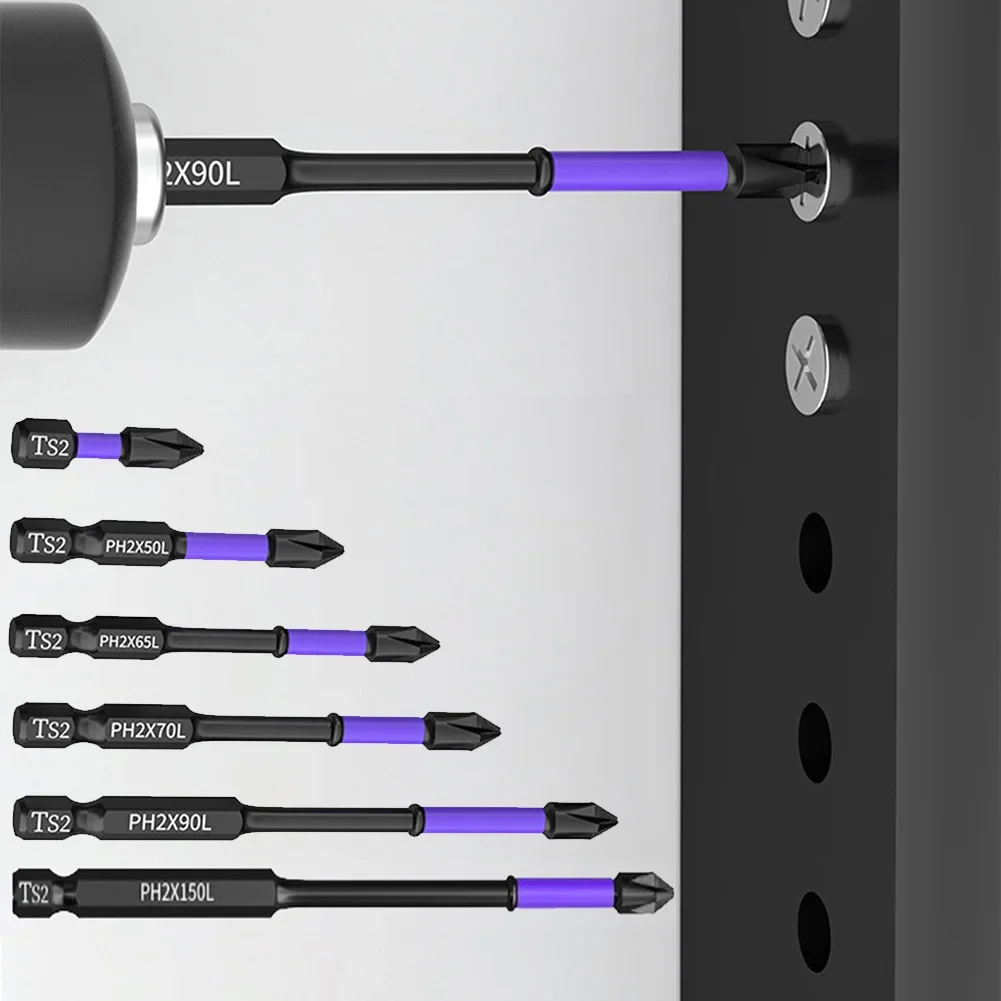 10/20Pcs Non-Slip Magnetic Batch Head Cross Screwdriver Alloy Steel PH2 25/50/65/70/90/150mm Hardness Impact Drill Bits