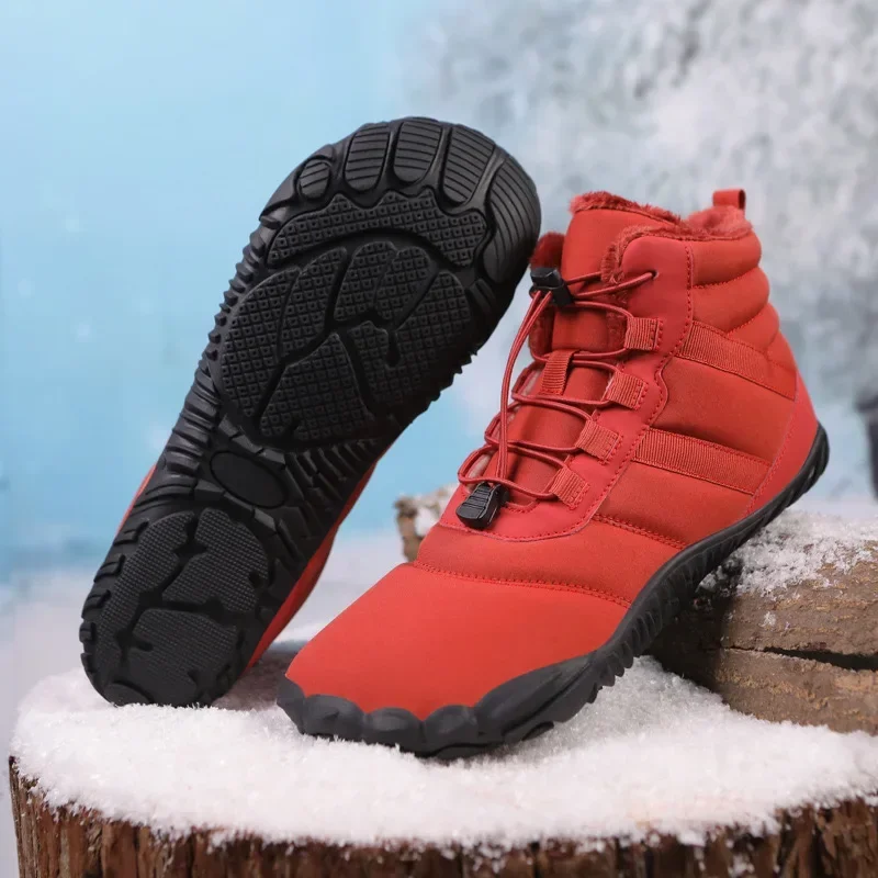 Winter Snow Boots Non Slip Trekking Shoes Waterproof Walking Sneakers Thickened Casual Barefoot Shoes for Travel Climbing Hiking