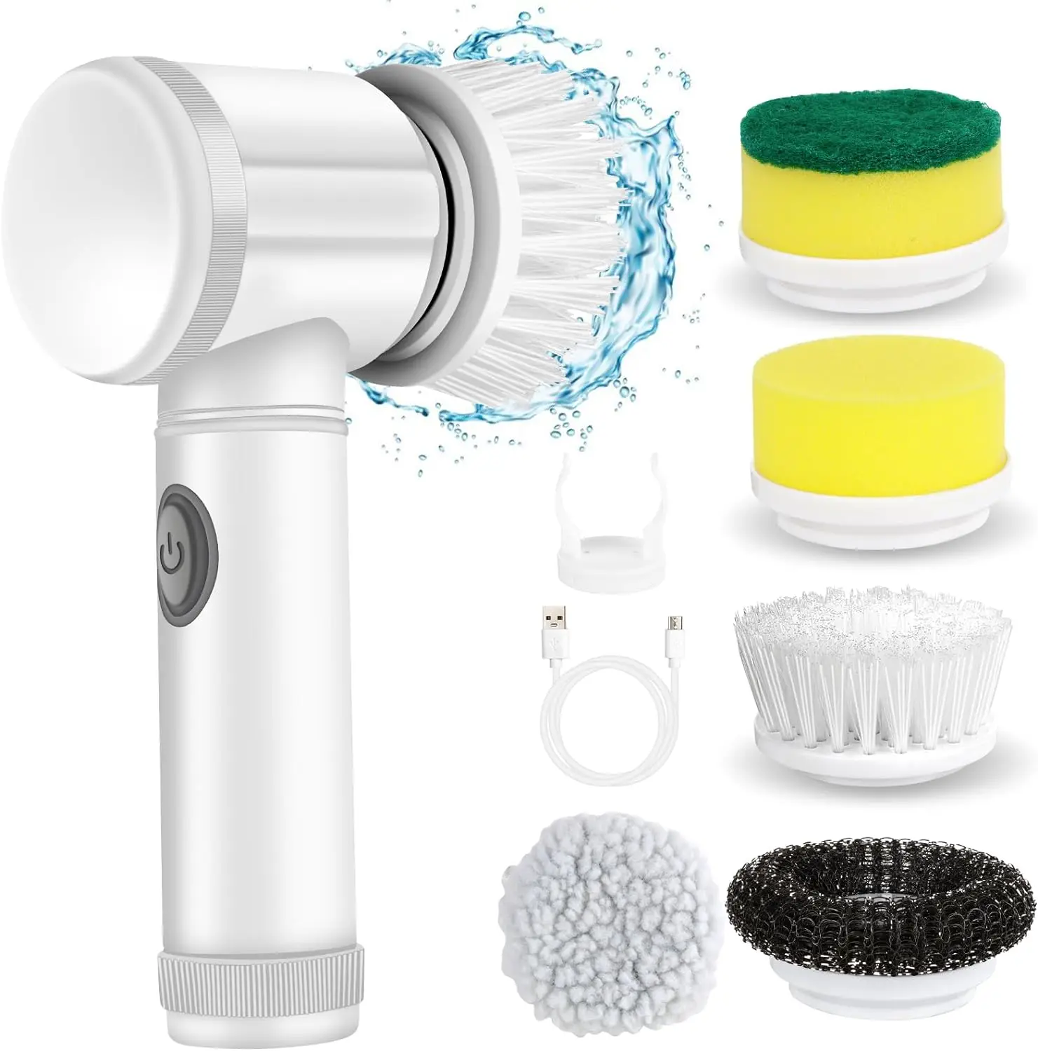 Electric Spin Scrubber Electric Cleaning Brush Cordless Power Scrubber with 5 Replaceable Brush Heads Handheld Power Shower