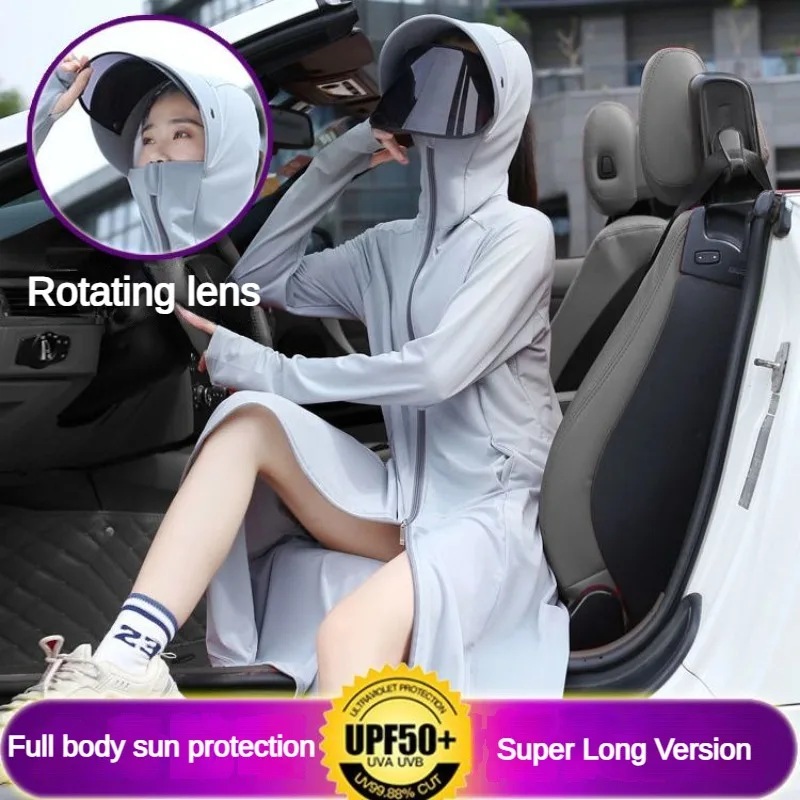 

Long Full-body Sunscreen Clothing Female New Thin Section of The Summer Anti-ultraviolet Ice Silk Breathable Coat Jacket Women