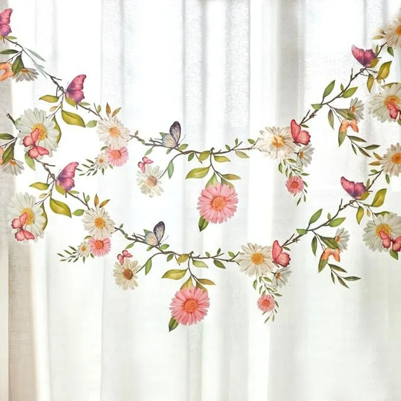 Guirlandes en papier fleurs papillon et marguerites, décorations de bannière DIY pour mariage, anniversaire de fille, fête, fleurs sauvages