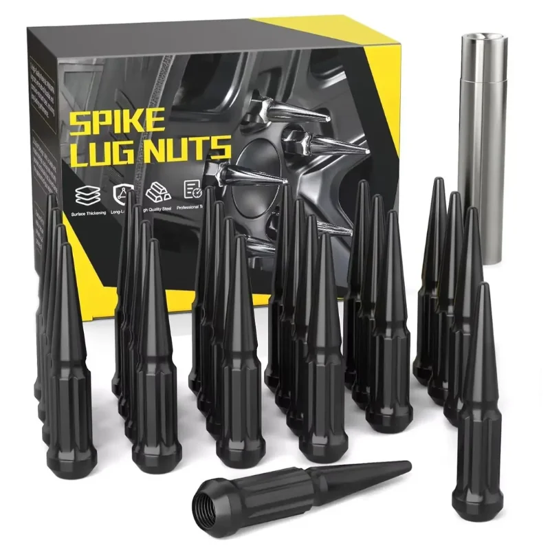 

MIKKUPPA 24 шт. M12x1,5 гайки с шипами, черные, с закрытым концом, шестигранные, 4,4 дюйма, высокие конические седельные гайки из холодной кованой стали для Toyota