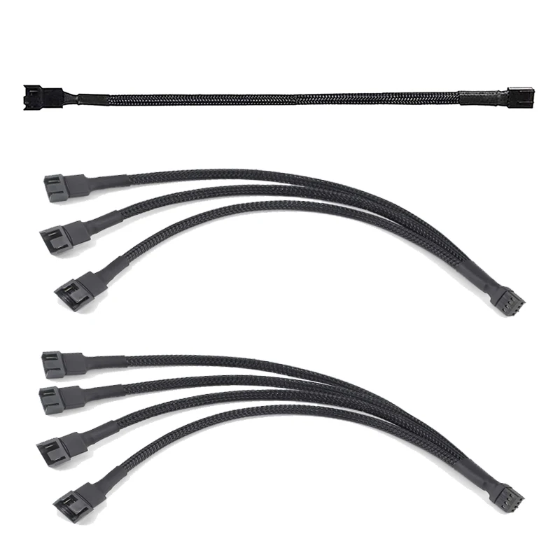 PC Fan Splitter 4 Pin PWM Fan Splitter Cable PC Case Fan Header Splitter for Computer 4 Pin or 3 Pin Cooling Fan