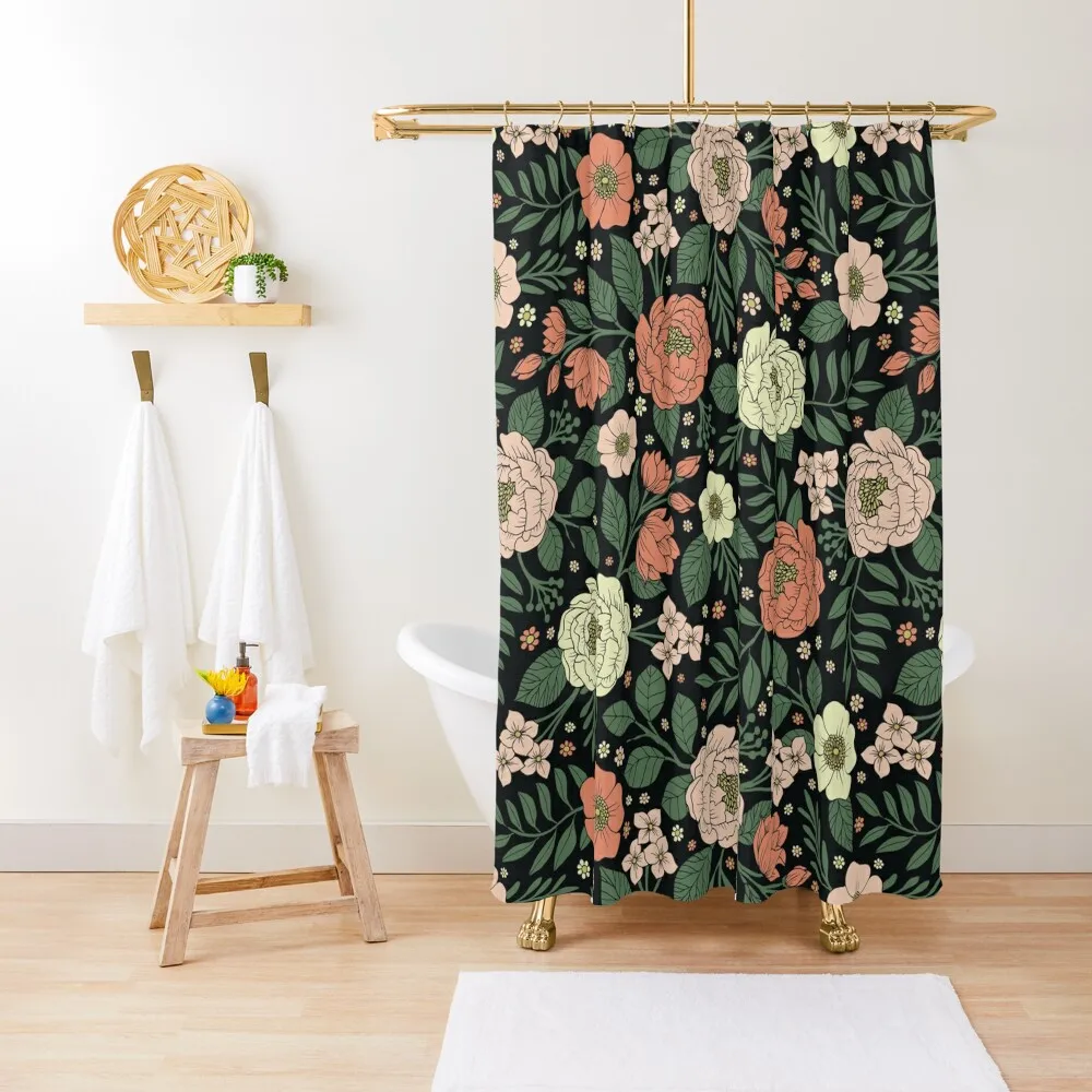 

Peach, Green & Coral Floral Pattern Shower Curtain Shower Set For Bathroom Bathroom And Shower Products Luxury Bathroom Curtain