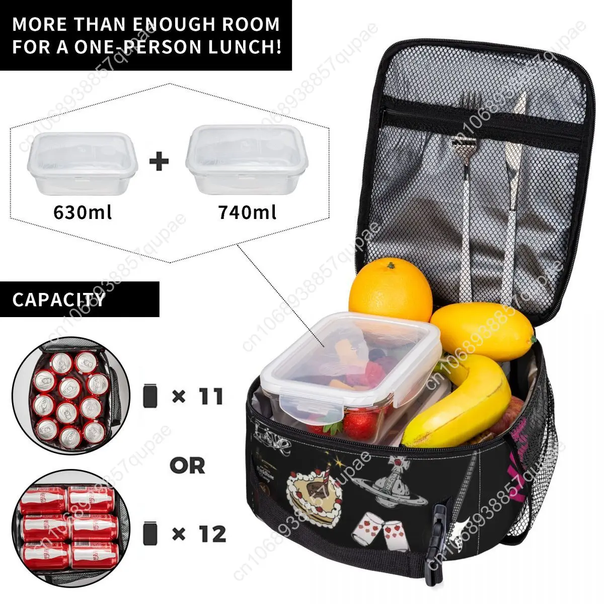 Nana Osaki Anime Insulated Lunch Bags Cooler Lunch Container Leakproof Lunch Box Tote Food Handbags Beach Picnic