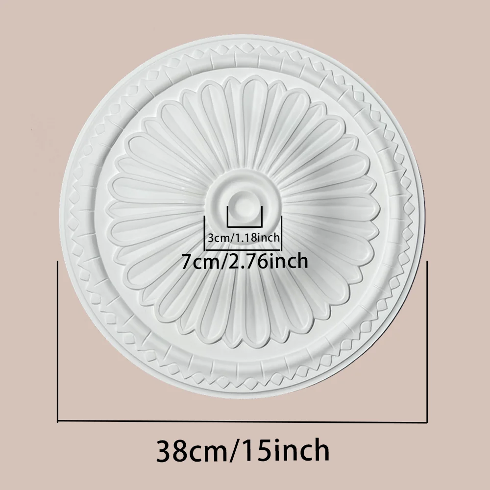 Retro Floral Carved PU Ceiling Medallion Durable Polyurethane Round Lamp Base Plate Elegant Indoor Ceiling Decoration For Living
